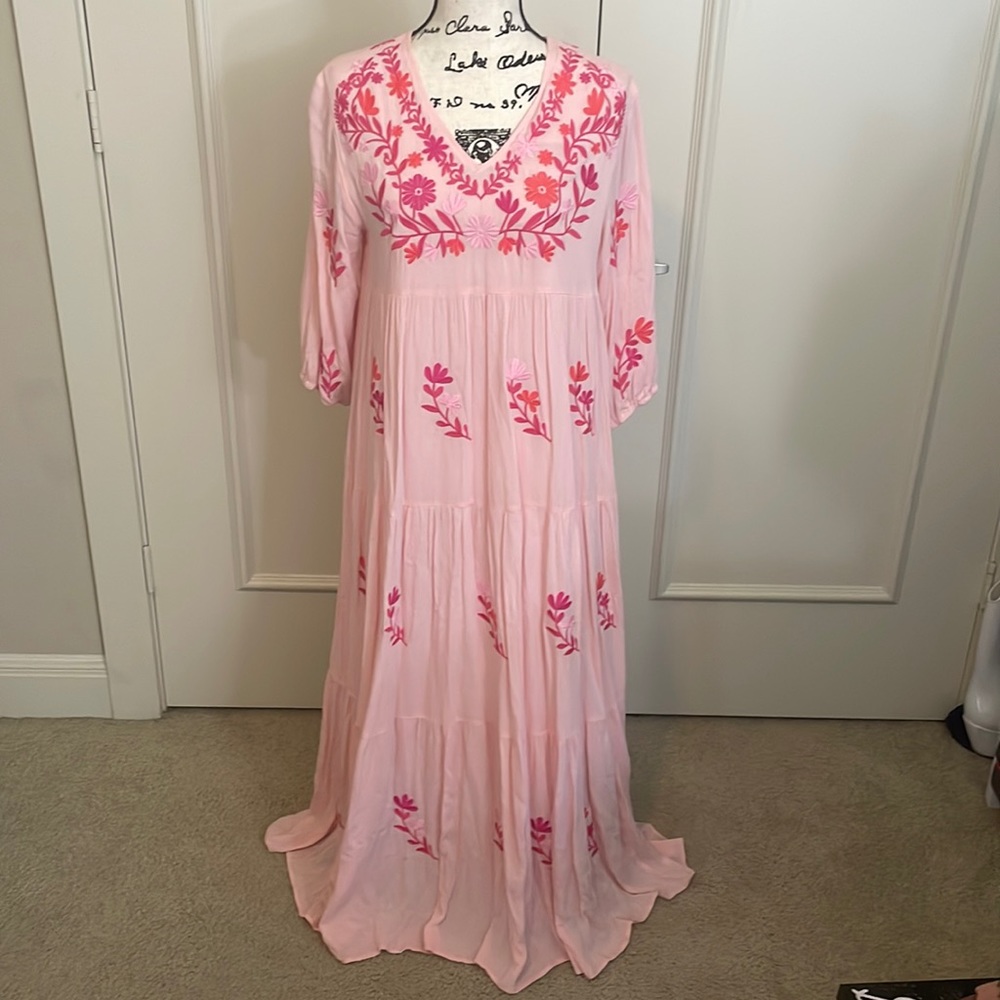 NWOT J. Marie embroidered maxi dress